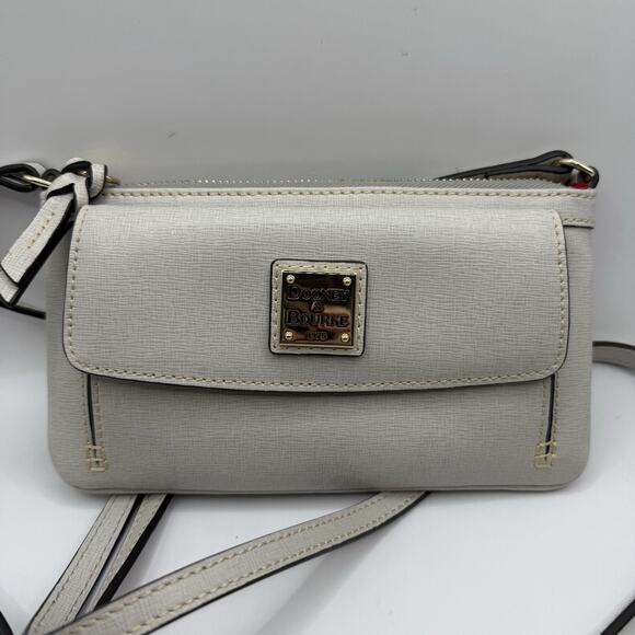 DOONEY & BOURKE Small Pebble Grain Leather Crossbody~Cloudy Gray, EUC - Picture 1 of 8